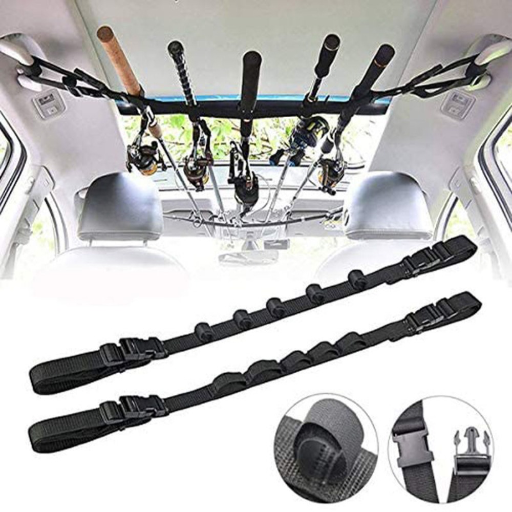 Fishing Equipment Holder - ที่เก็บคันเบ็ดตกปลาในรถยนต์ สีดำ 1/2 ชิ้น ปรับได้ด้วยแถบตีนตุ๊กแก
