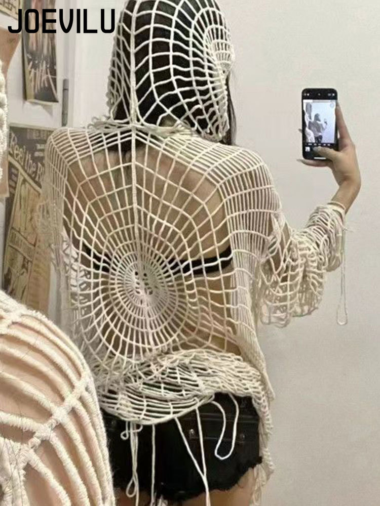 Joevilu เสื้อถักมีฮู้ดลายโปร่ง - Fishing Equipment Net บทวิจารณ์และราคา